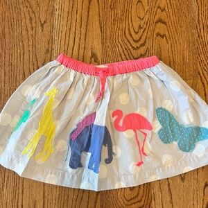FINAL SALE! Fun Mini Boden animal appliqué skirt, *stain, not visible when worn!